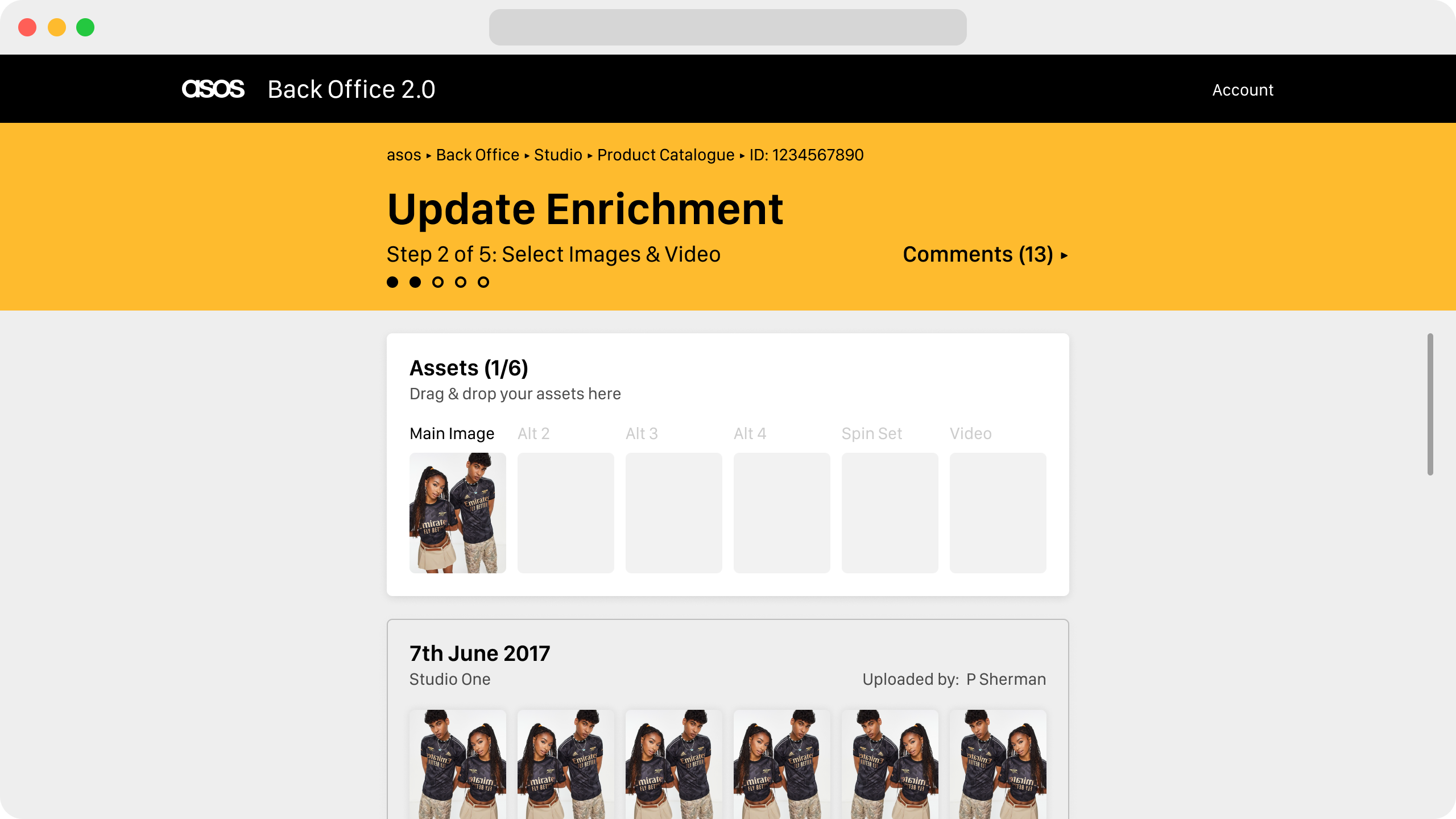ASOS Back Office – browser view 2