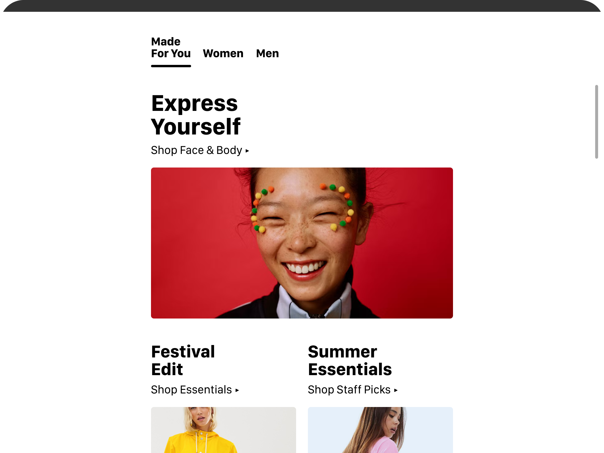 ASOS Shopping – iPad view