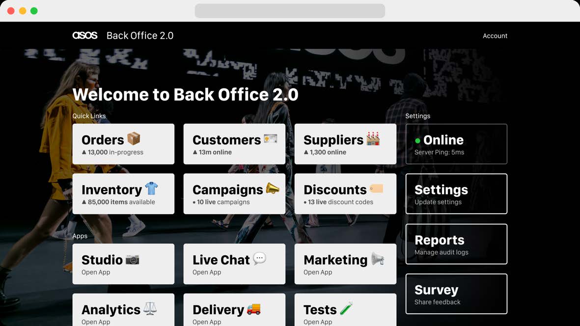 ASOS Back Office 2.0 screens
